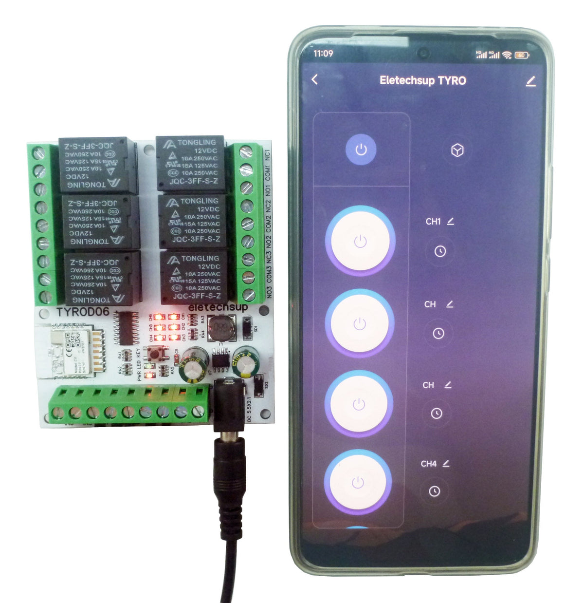 6CH WiFi Smart Relay Module DC 5V/12V/24V 6DI 6DO TYROD06