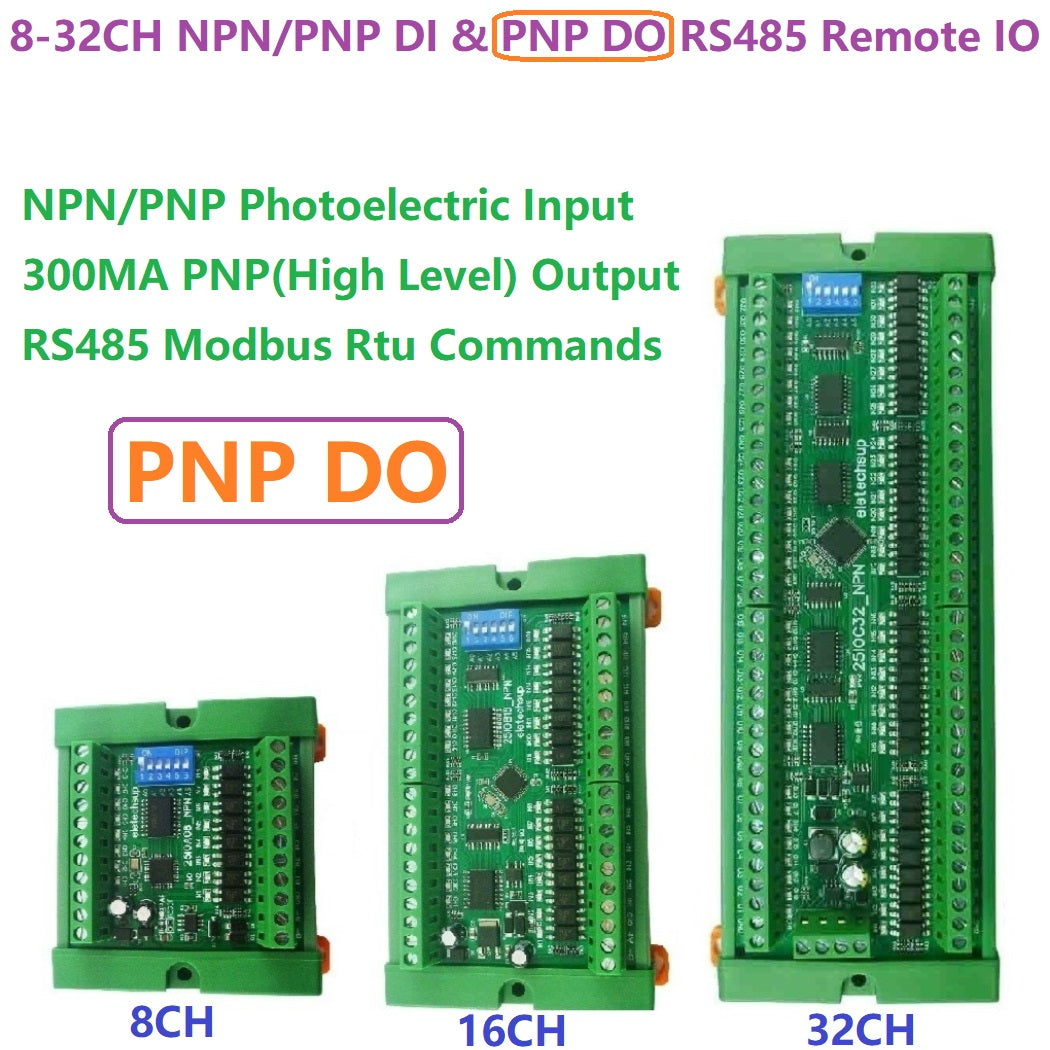 Modbus RS485 Remote IO Module DMOS PNP NPN 8/16/32 PLC 25IOA08 25IOB16 25IOC32