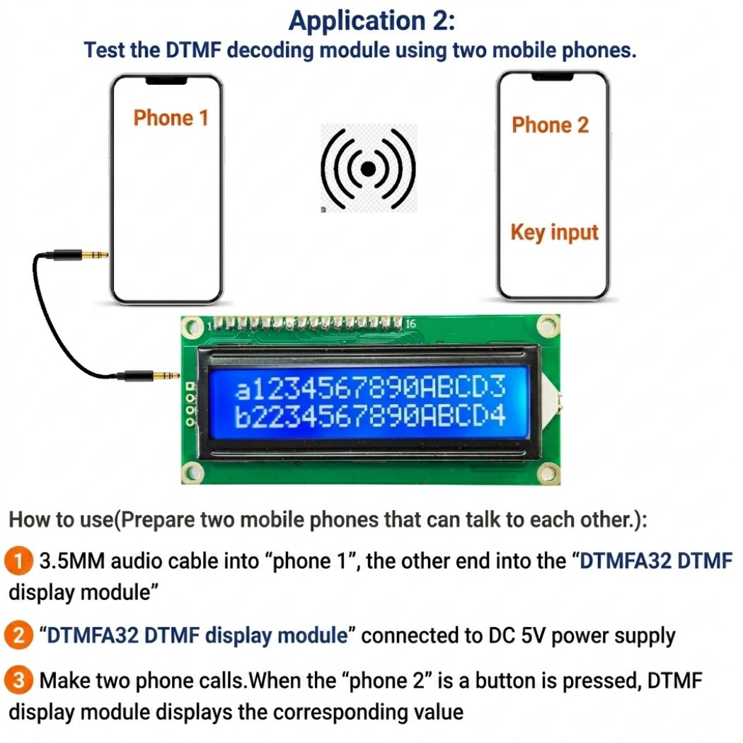 DTMF Decoder Board 120 Codes 3.5mm AUX DC 5V Intercom DTMFA32