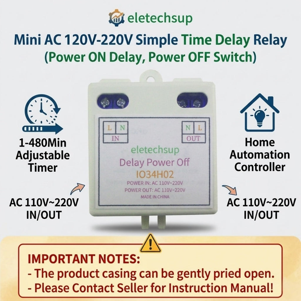 IO34H02 Mini AC 120V/220V Time Delay Relay 1-480 Min Timer
