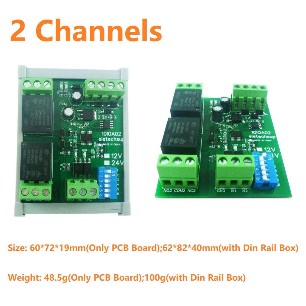 12V DC 1/2/4/8/12 Channel DI-DO Modbus RTU RS485 Relay Module 10IOA01 10IOA02 10IOA04 10IOA08 10IOA12