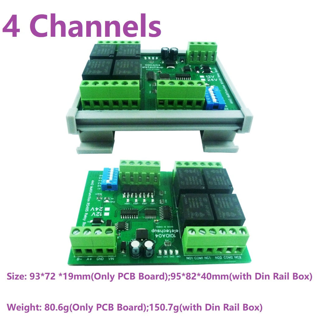 12V DC 1/2/4/8/12 Channel DI-DO Modbus RTU RS485 Relay Module 10IOA01 10IOA02 10IOA04 10IOA08 10IOA12