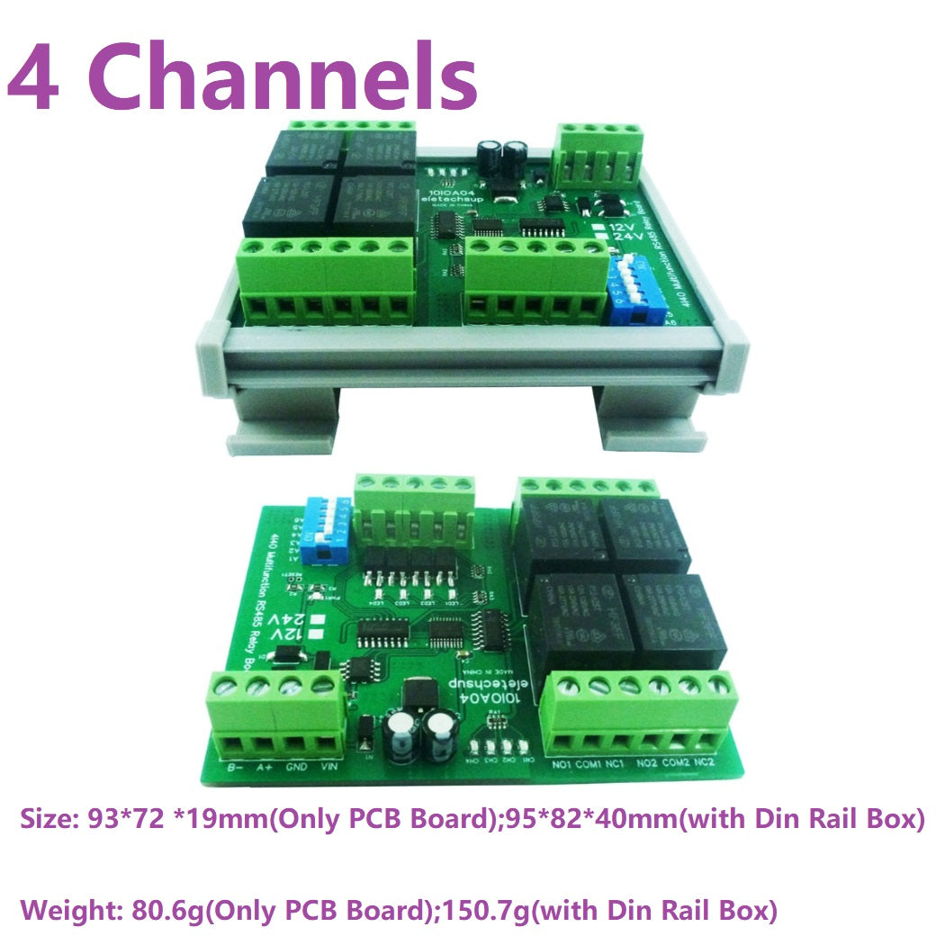 12V DC 1/2/4/8/12 Channel DI-DO Modbus RTU RS485 Relay Module 10IOA01 10IOA02 10IOA04 10IOA08 10IOA12