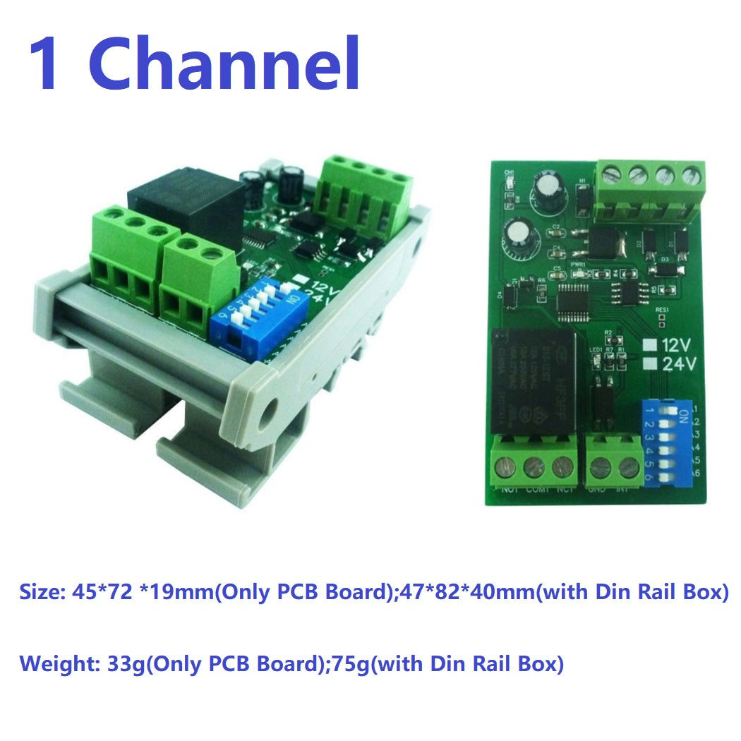 12V DC 1/2/4/8/12 Channel DI-DO Modbus RTU RS485 Relay Module 10IOA01 10IOA02 10IOA04 10IOA08 10IOA12