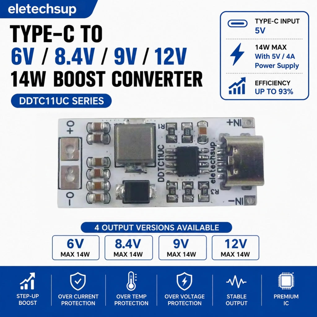 14W Type-C 5V to 12V Step-Up Boost Converter Module DDTC11UC