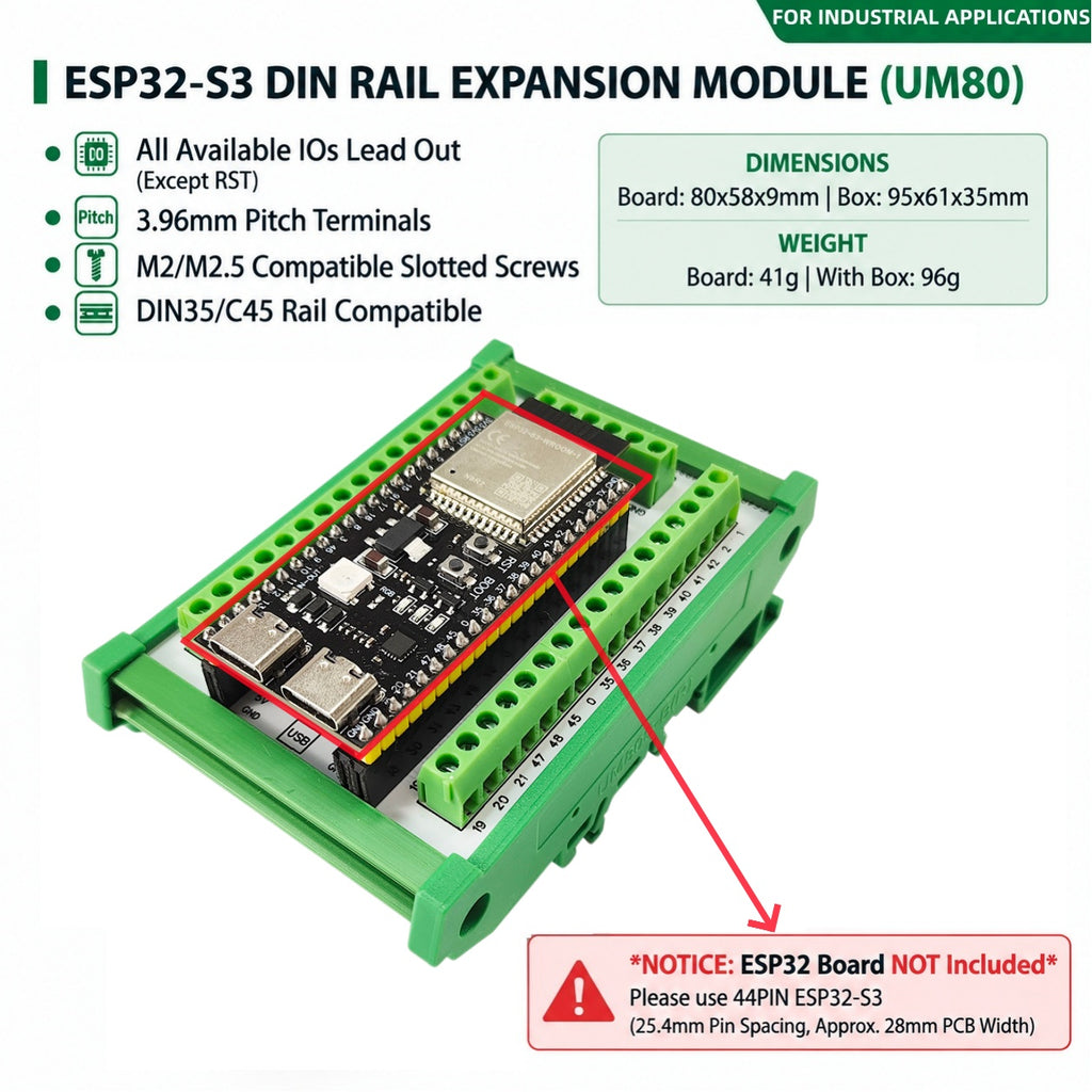 ESP32-S3 Screw Terminal Expansion Module DIN Rail Adapter DNDINS3