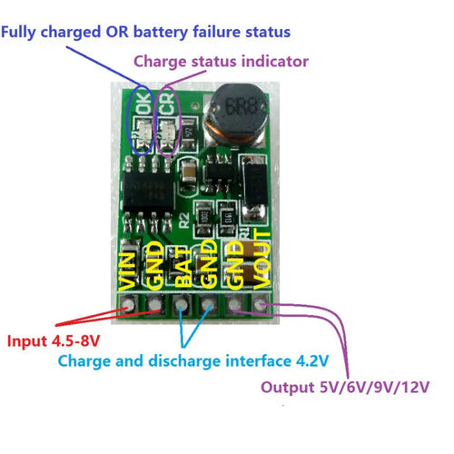 2-in-1 1CH DC-DC Step-Up Module 4.5-8V to 5V UPS DIY DD05CVSA