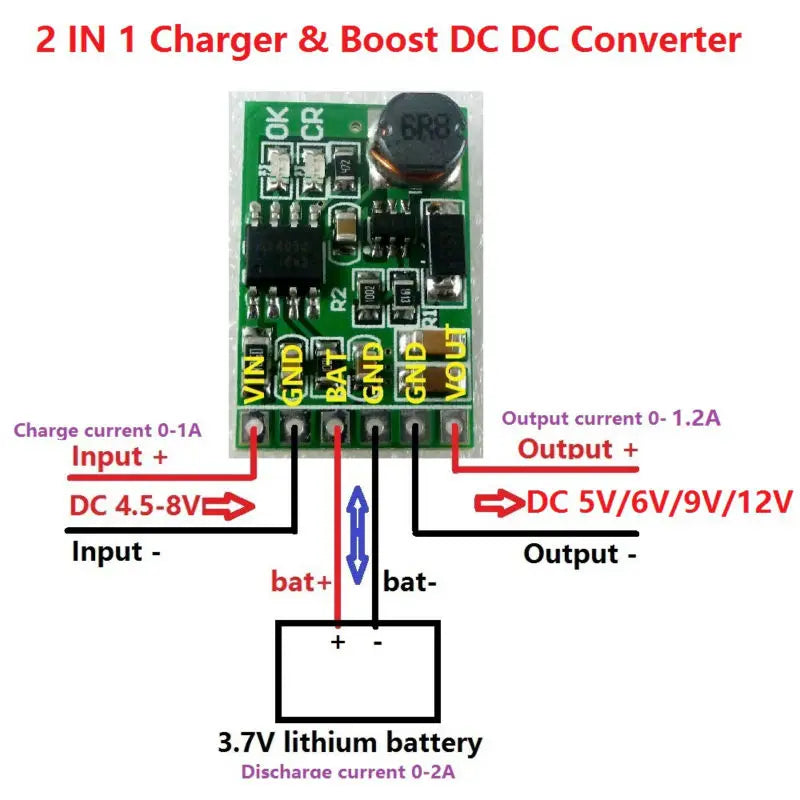 2-in-1 1CH DC-DC Step-Up Module 4.5-8V to 5V UPS DIY DD05CVSA