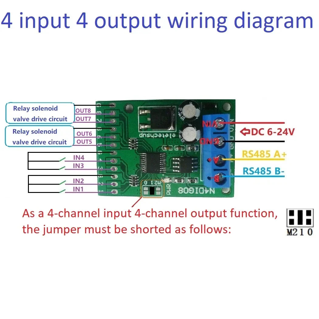 N4DIG08 8CH UART RS485 Modbus RTU Controller PLC Module