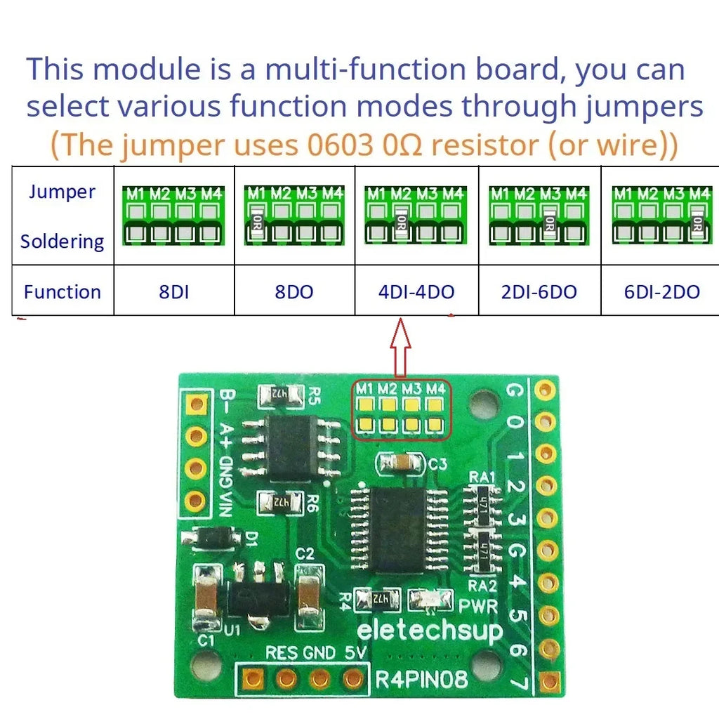 R4PIN08 8CH Multifunction RS485 IO Core Board Modbus RTU