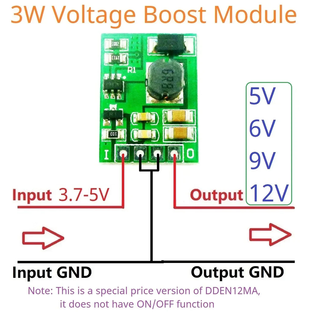 DDEN12MB_3400 3.7-4.2V to 5/6/9/12V DC Boost Converter Board
