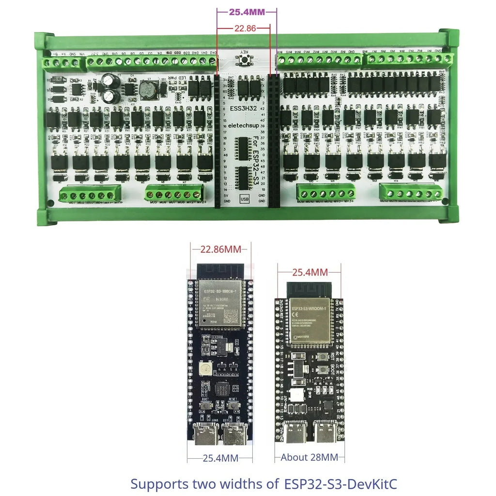 ESP32-S3 16CH NPN 16CH MOS RS485 PWM PLC I/O Board ESS3H32