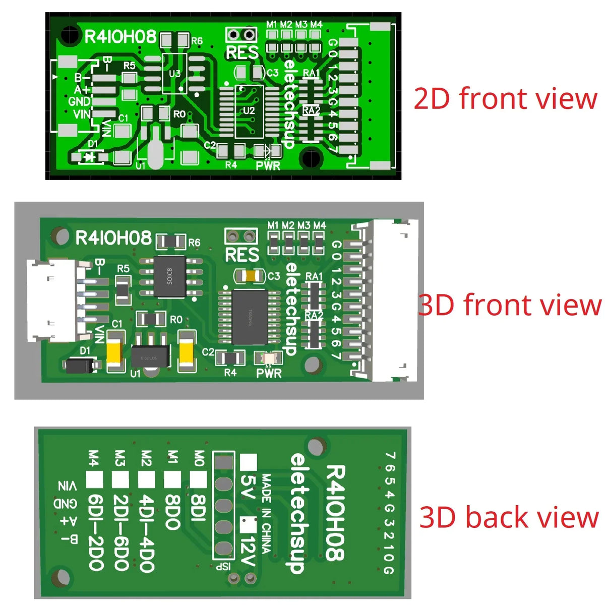 R4IOH08 Mini 8CH RS485 Modbus RTU DI-DO Module NPN PNP PLC