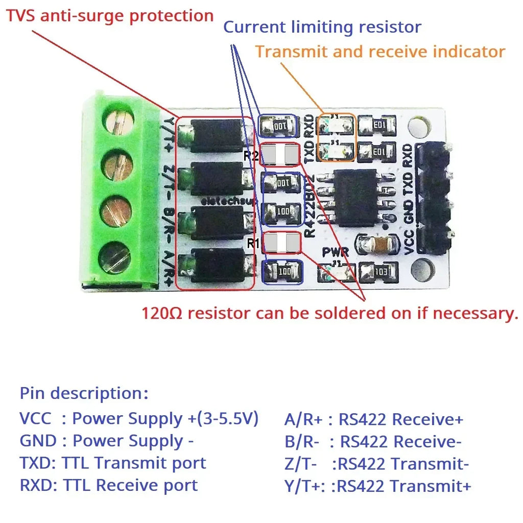 R422B02 RS422/485 Full-Duplex 1Mbps Shield Arduino UNO Mega