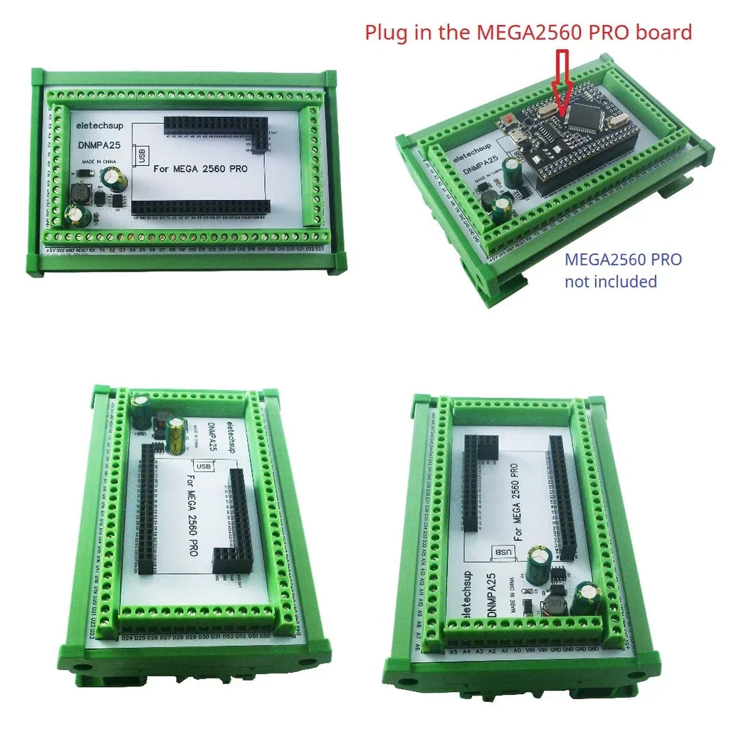 DIN Rail Terminal Block Adapter Arduino MEGA2560 7-30V 5V DNMPA25