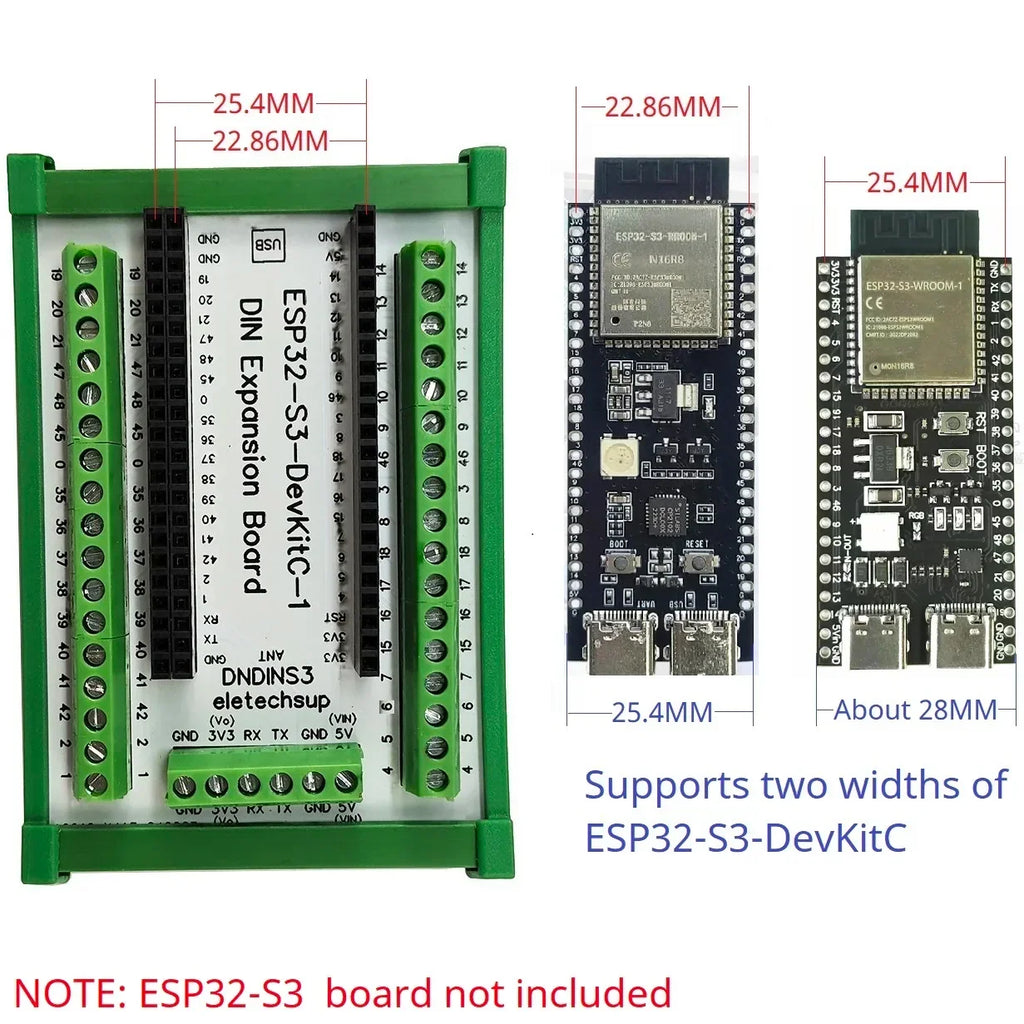ESP32-S3 Screw Terminal Expansion Module DIN Rail Adapter DNDINS3