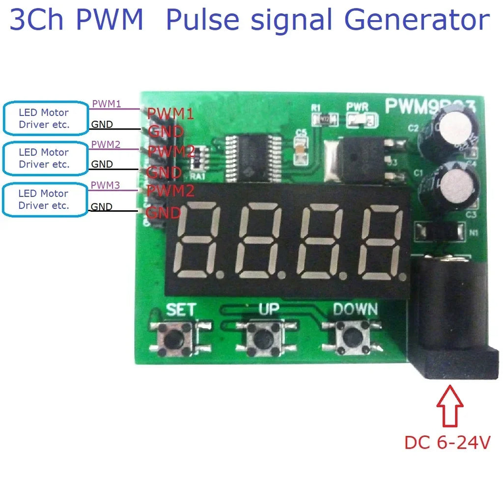 3CH PWM Signal Generator 20Hz-1MHz DC 12V 24V Module PWM9B03