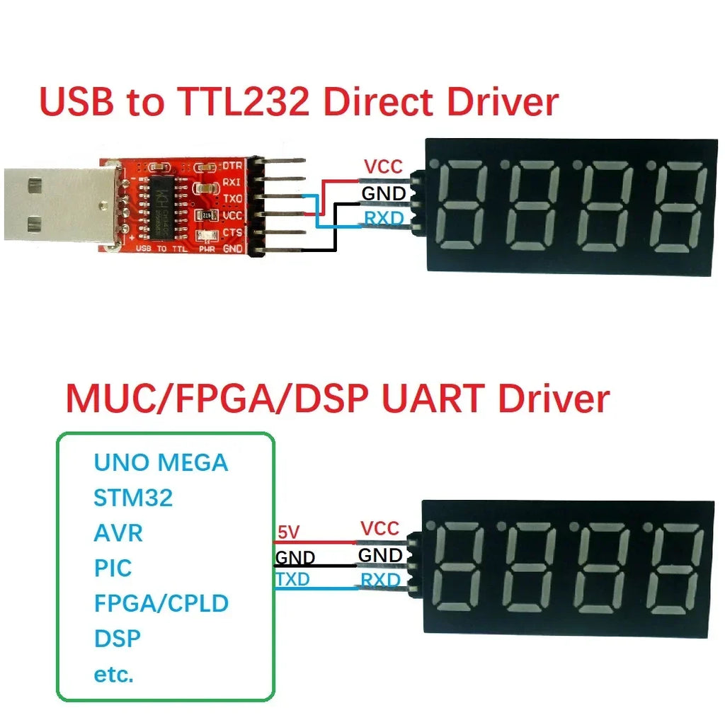 4-Bit UART TTL 7-Seg LED Display Module for Arduino DM49C04