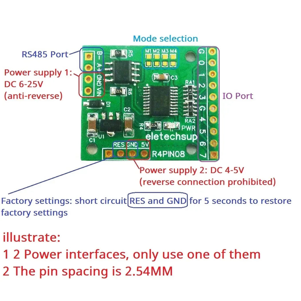 R4PIN08 8CH Multifunction RS485 IO Core Board Modbus RTU