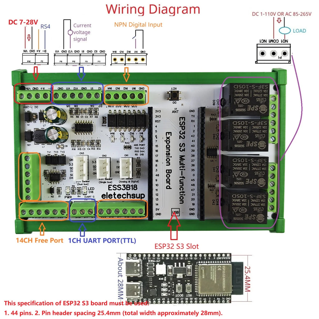 ESP32 S3 Expansion Board for Current Voltage Relay ESS3B18