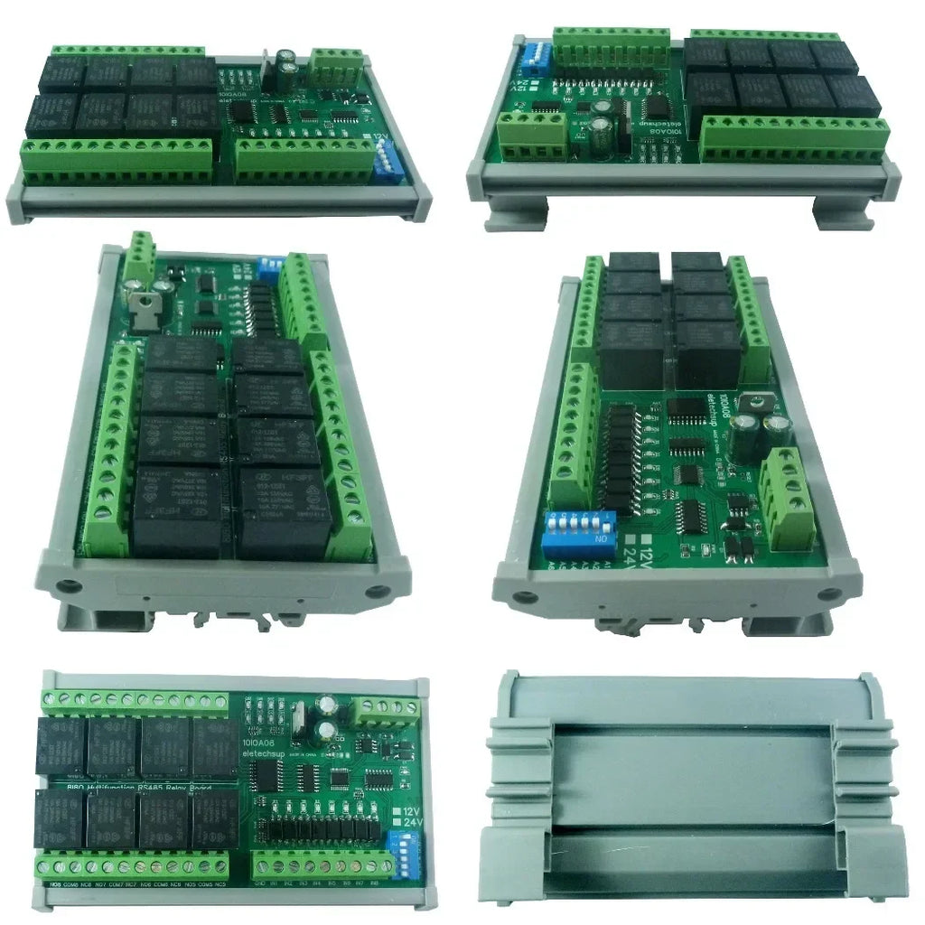 12V DC 1/2/4/8/12 Channel DI-DO Modbus RTU RS485 Relay Module 10IOA01 10IOA02 10IOA04 10IOA08 10IOA12