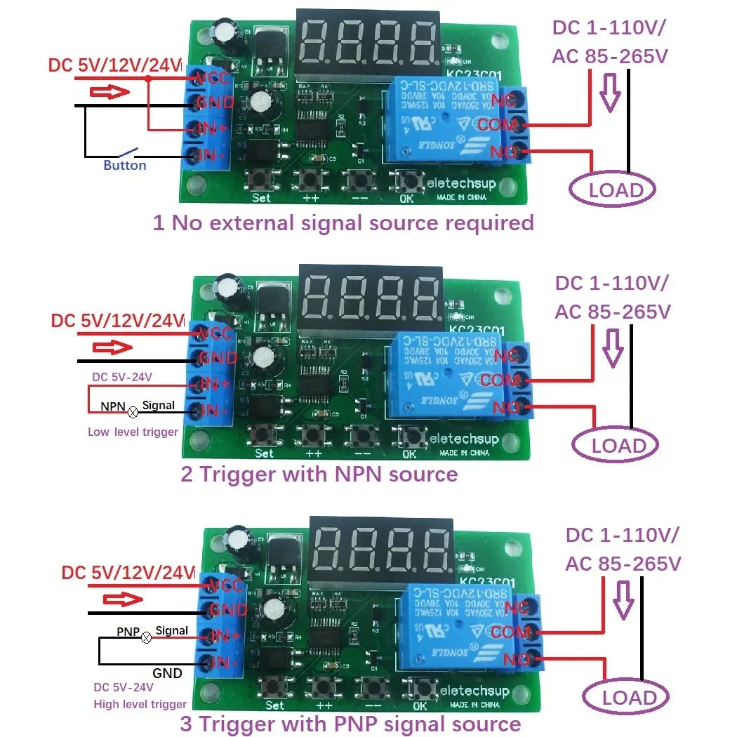 DC 5V/12V/24V Multifunction Pulse Counter Delay Relay PLC KC23C01