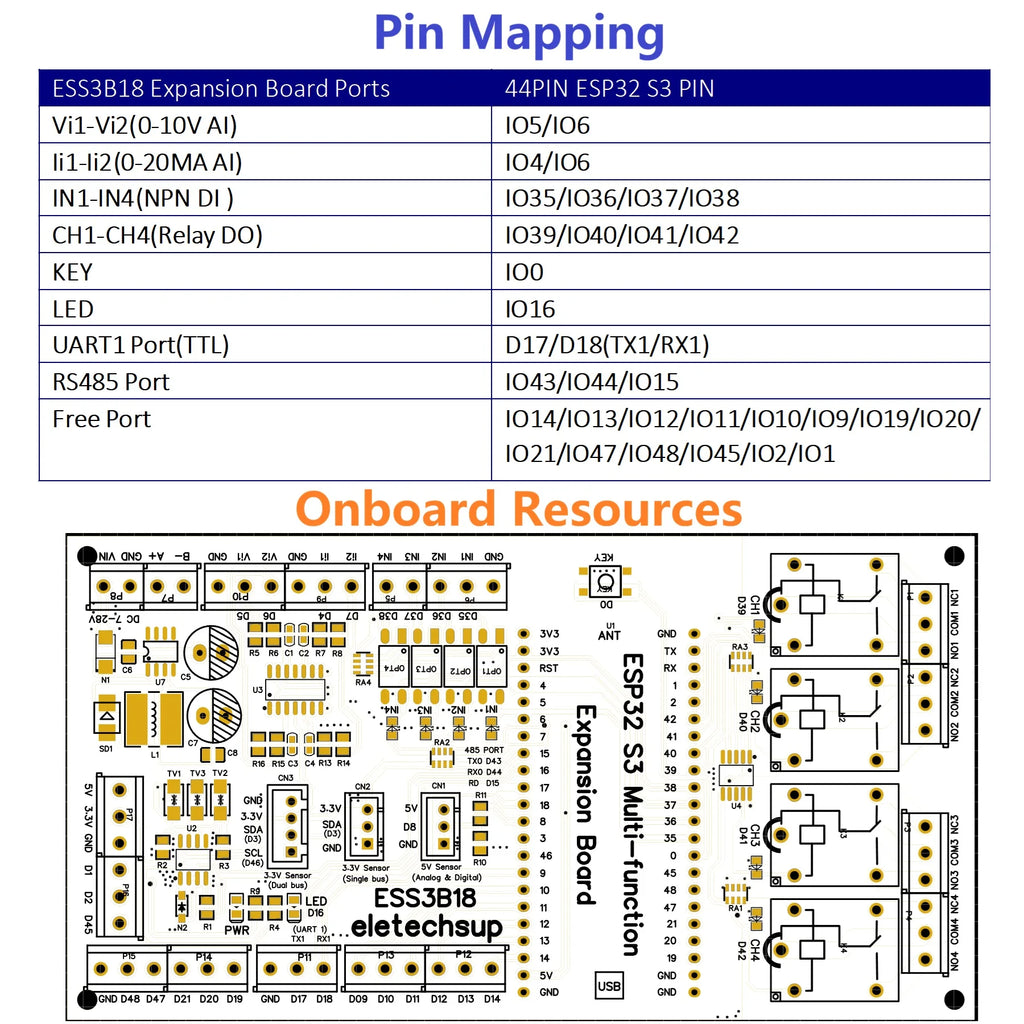 ESP32 S3 Expansion Board for Current Voltage Relay ESS3B18