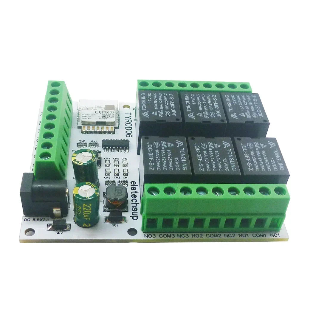 6CH WiFi Smart Relay Module DC 5V/12V/24V 6DI 6DO TYROD06
