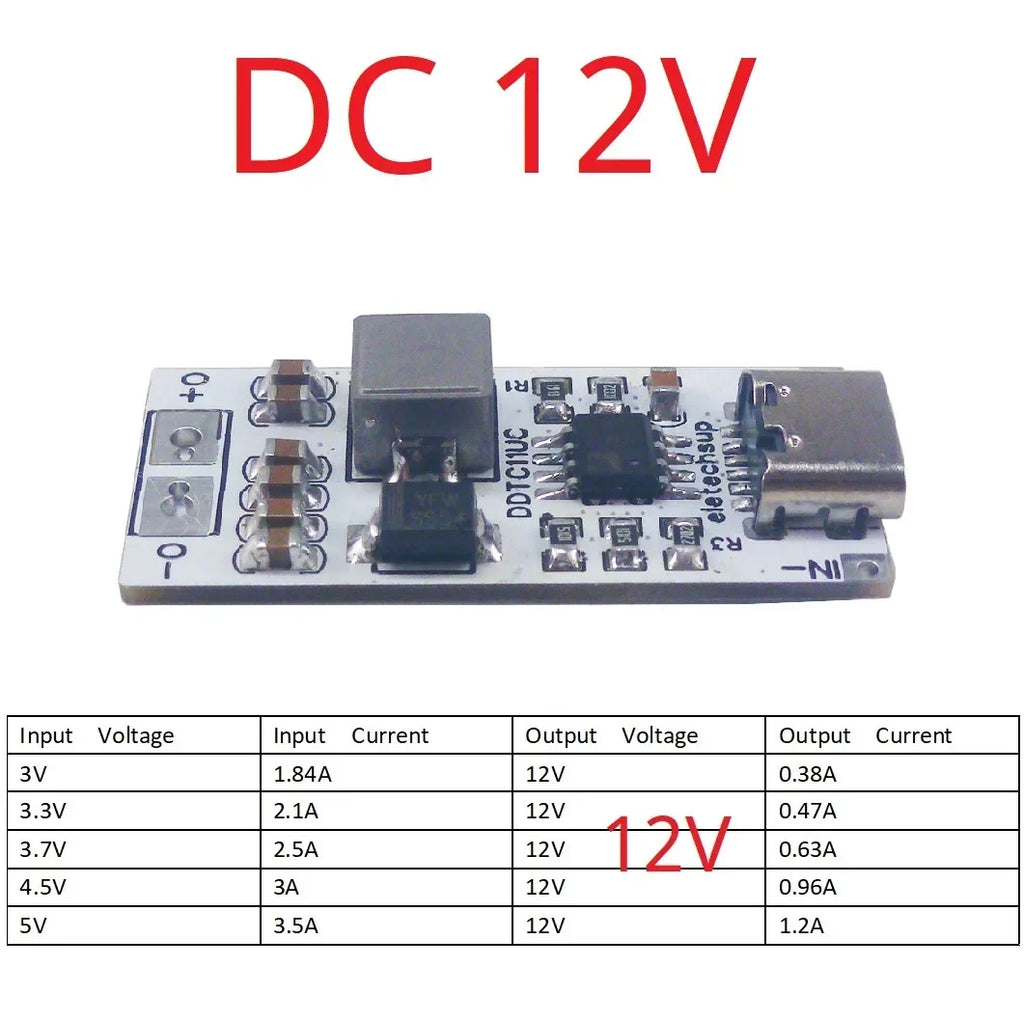 14W Type-C 5V to 12V Step-Up Boost Converter Module DDTC11UC
