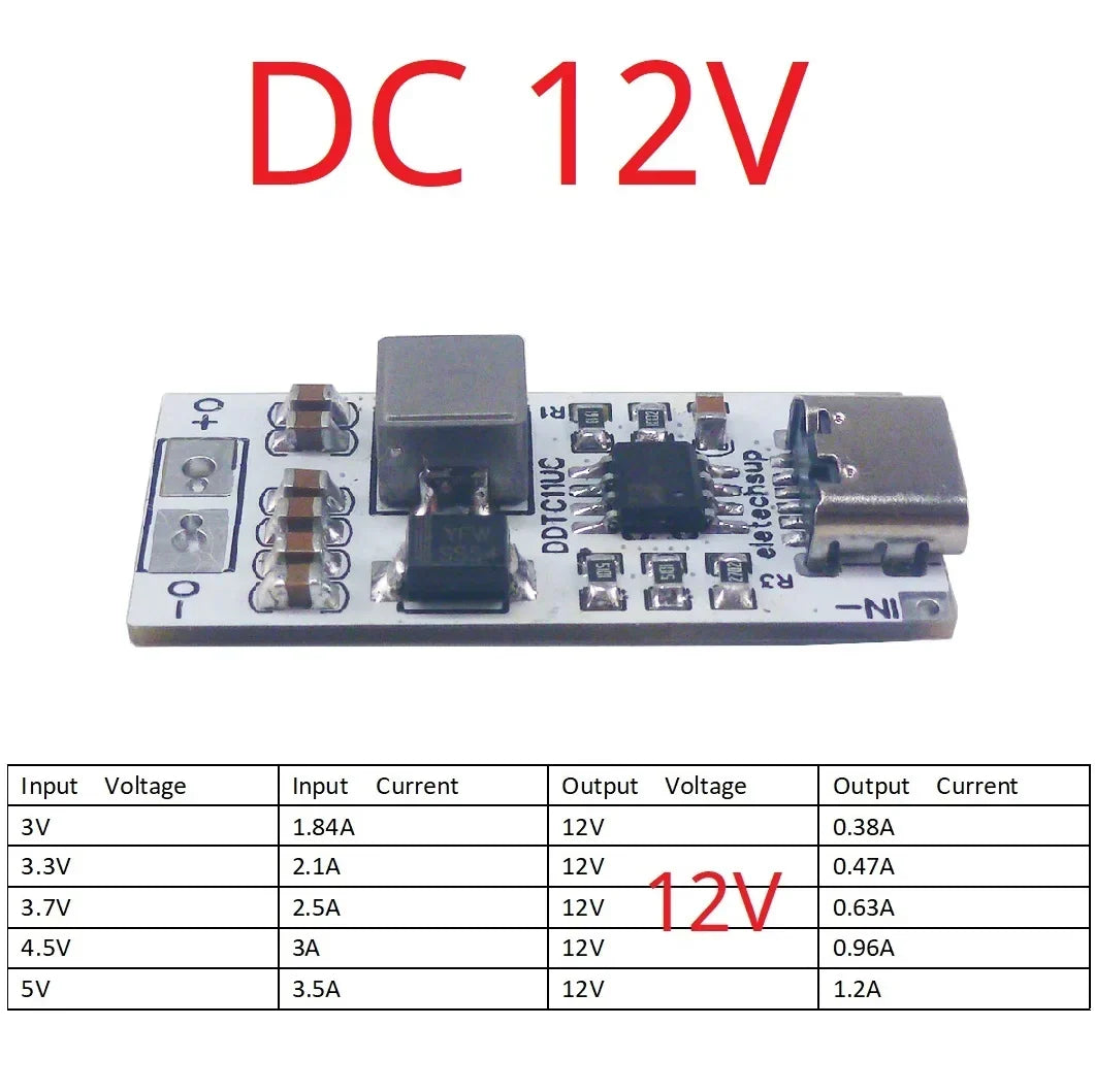14W Type-C 5V to 12V Step-Up Boost Converter Module DDTC11UC