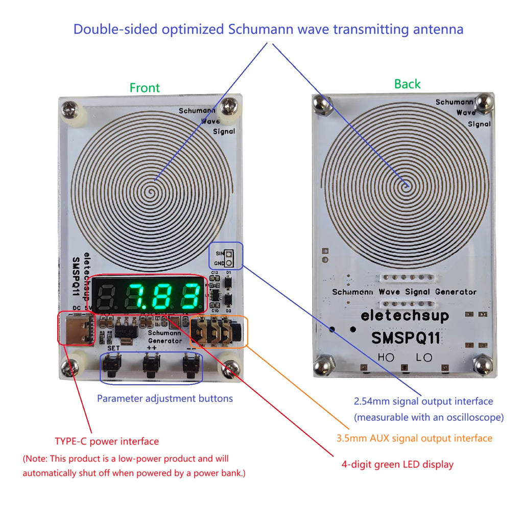 Upgraded 3Btn Schumann Resonance Generator 7.83Hz SMSPQ11