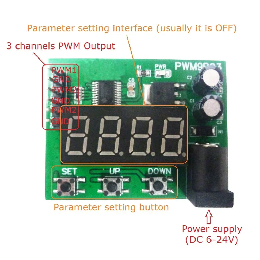 3CH PWM Signal Generator 20Hz-1MHz DC 12V 24V Module PWM9B03