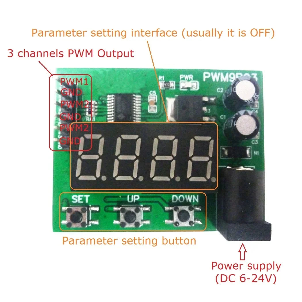 3CH PWM Signal Generator 20Hz-1MHz DC 12V 24V Module PWM9B03