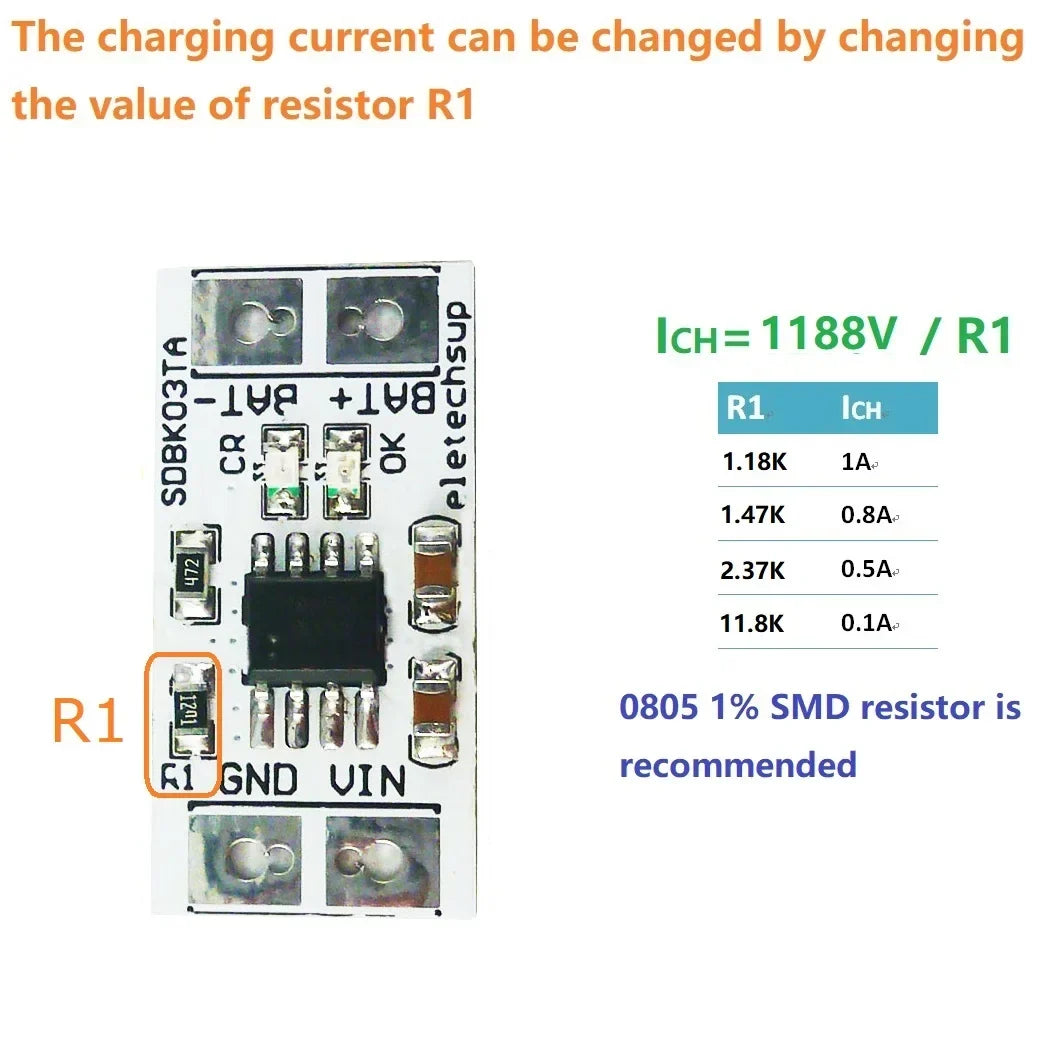 MPPT Solar Charger 4.2V/3.7V/3.6V/3.2V LiFePO4 5V 1A SDBK03TA