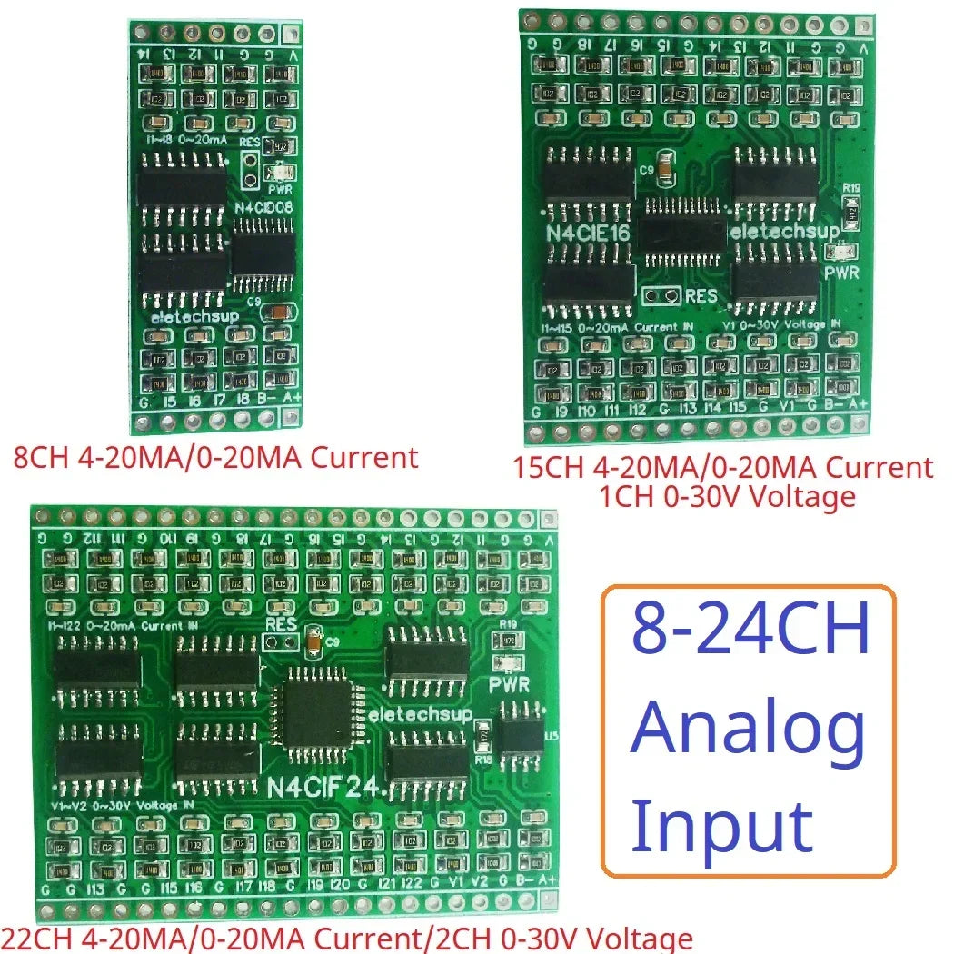 8-24CH Modbus RTU Analog Input Module 4-20mA 0-10V PLC N4CID08 N4CIE16 N4CIF24