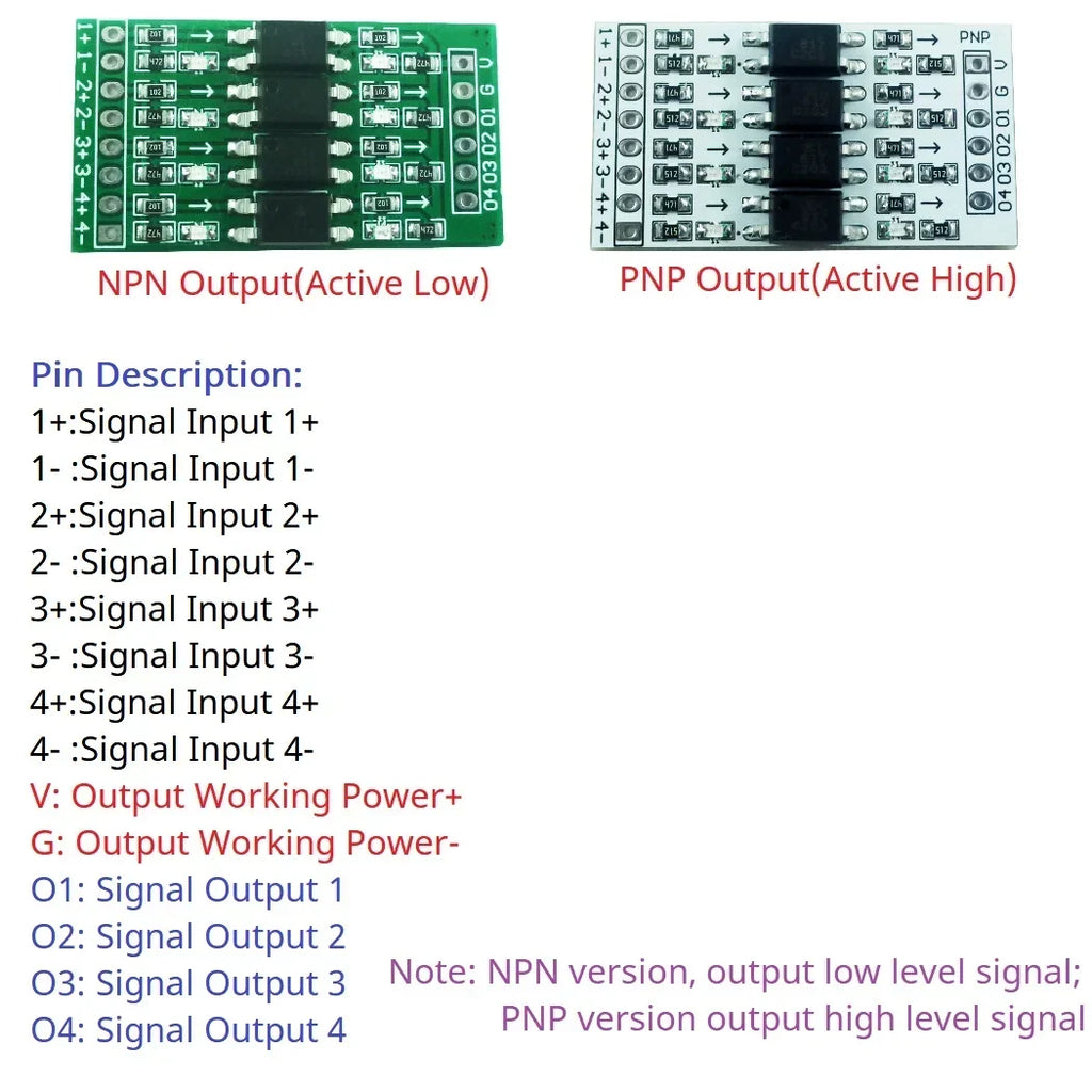 3.3V-24V 10kHz DI-DO Optocoupler Logic Level Converter OP71A04