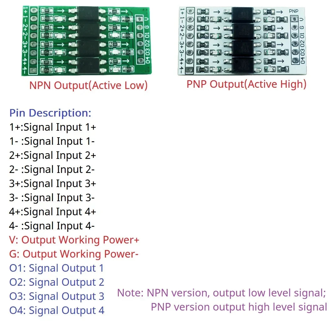 3.3V-24V 10kHz DI-DO Optocoupler Logic Level Converter OP71A04