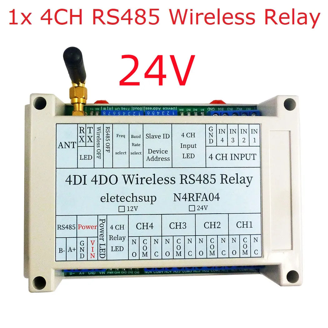 433MHz Wireless RS485 Relay Board RF Transceiver DC 12-24V RT5BF01 N4RFA04