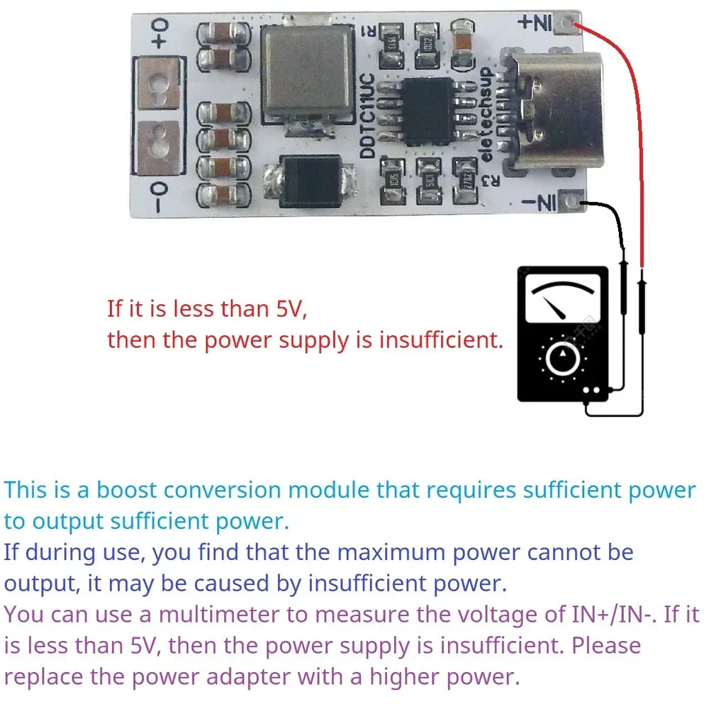 14W Type-C 5V to 12V Step-Up Boost Converter Module DDTC11UC